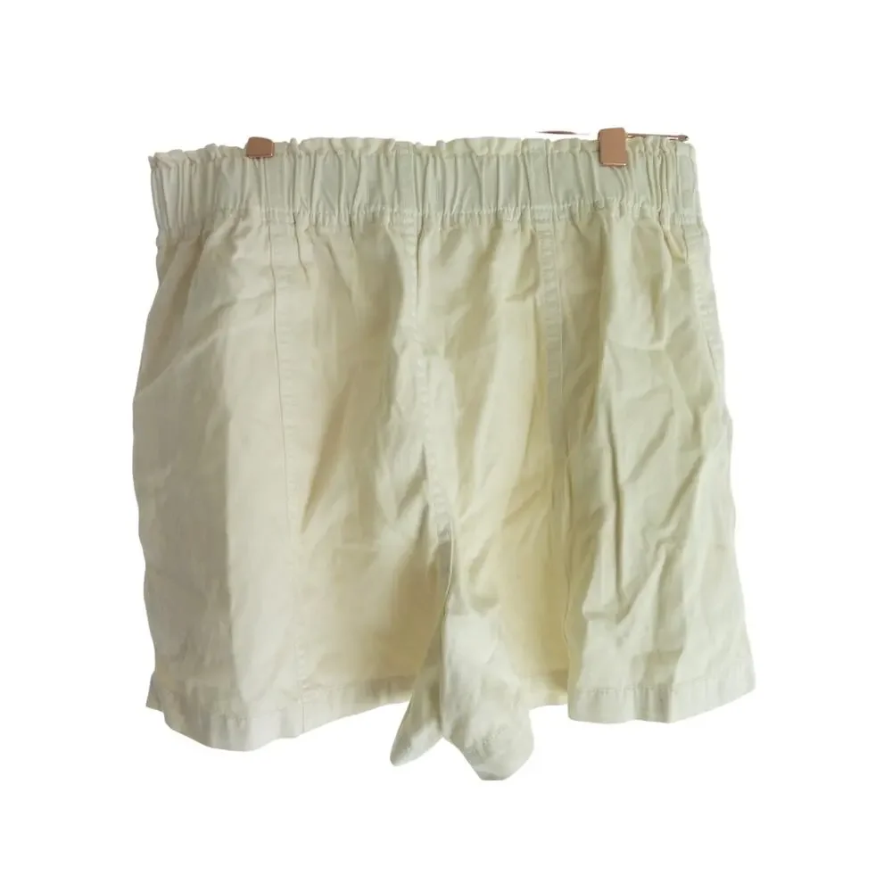 Madewell Womens Pull On Paperbag Shorts 27 Cotton Viscose Antique Cream